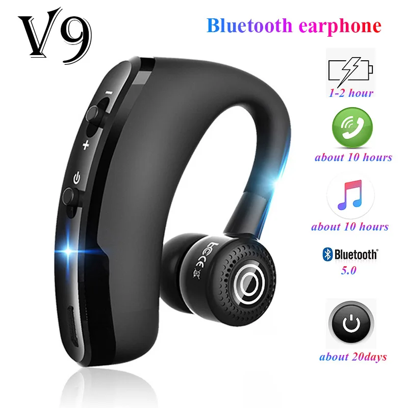 V9 Bluetooth Earphone Wireless Headphone Handsfree Headset Business Drive Call Sports earphones for iPhone Samsung | Электроника