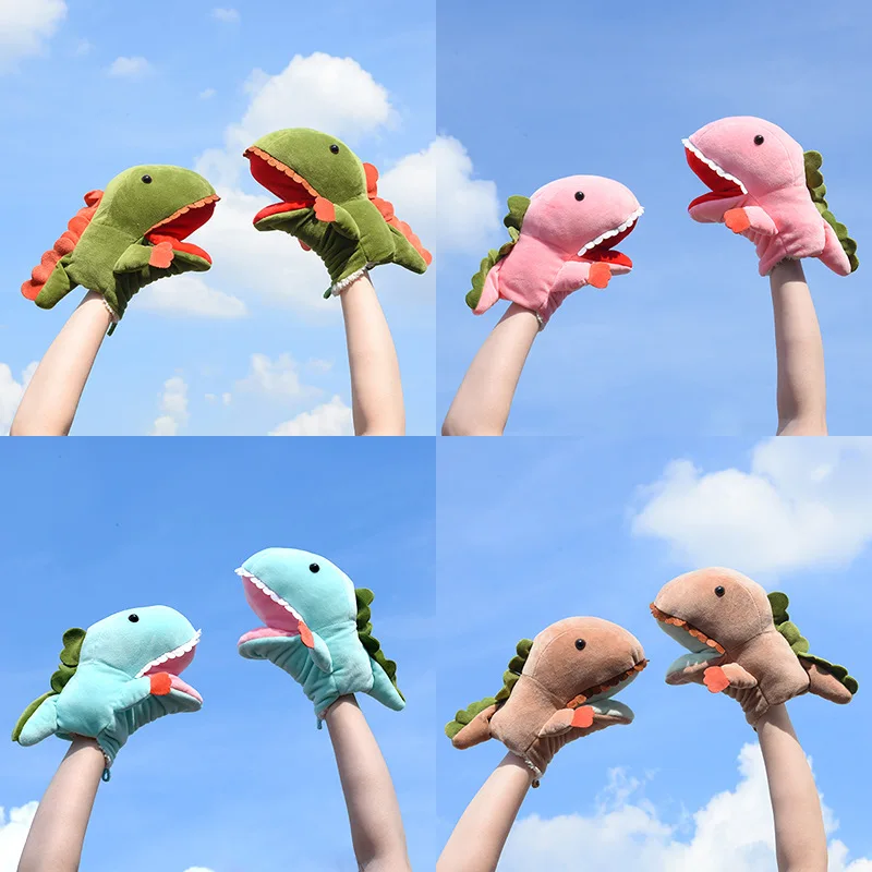 Dinosaur gloves female winter Japanese thick warm Korean cute ins students plus velvet cartoon cotton plush all fingers | Аксессуары для