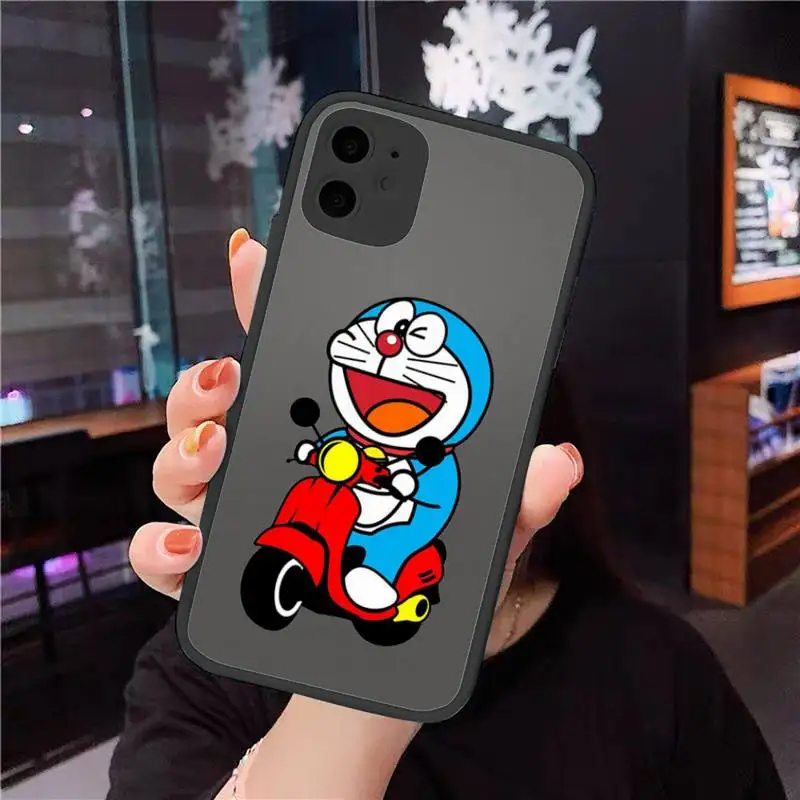 

Cute Cartoon Doraemon Robot cat Phone Cases matte transparent For iphone 7 8 11 12 plus mini x xs xr pro max cover