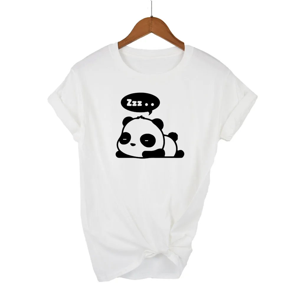 Топ качество хлопок мода Панда печать Свободная Женская футболка крутая