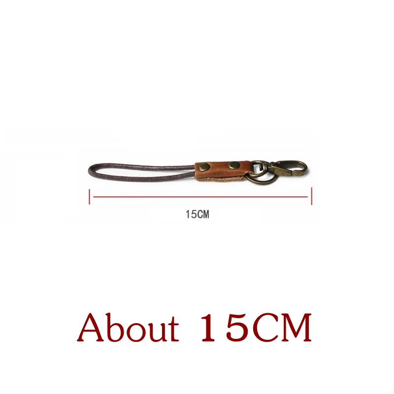 15 CM Wholesale Key Holder keychain Rope Retro Leather Key Chain Neck Rope Card Pack Parts 49cm 23cm 15cm Durable Portable Cheap K19 - Цвет: 15 CM