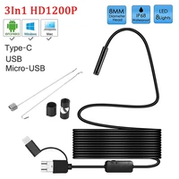 8mm lens camera endoscope hd 1200p ip68 2m hard flexible tube mirco usb type c borescope video inspection for android endoscope
