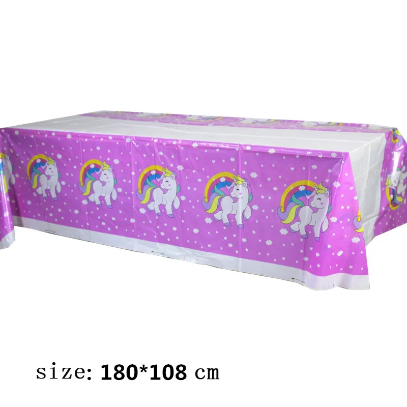 108*180 см милый Единорог скатерть для вечеринки одноразовый Радужный стола детей
