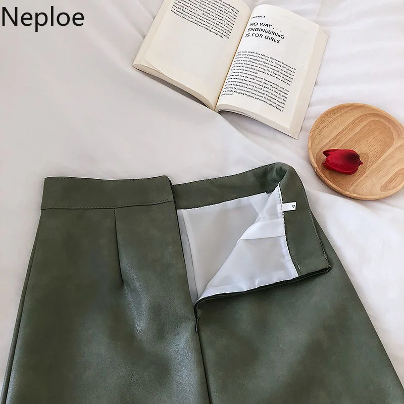 Neploe/черная высокая талия A Line Jupe Femme осенне-зимняя верхняя одежда мини Короткая Faldas Mujer облегающая кожаная юбка для женщин 46411