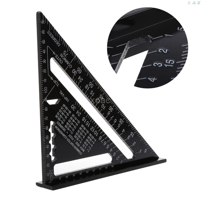 

7 Inch Metric Aluminum Alloy Speed Square Roofing Triangle Angle Protractor M07 dropship