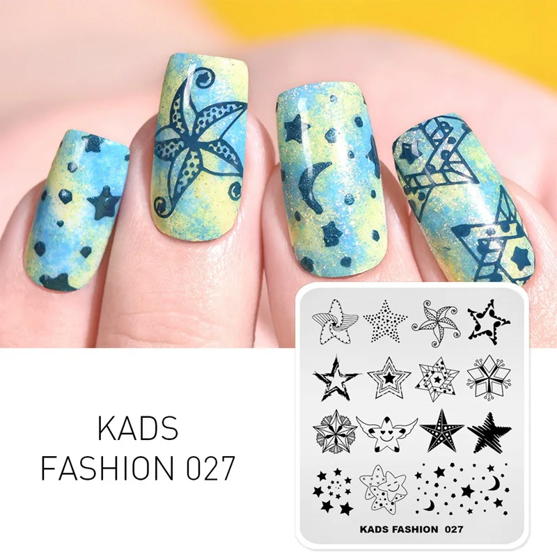 Fashion 027 KADS шаблон для дизайна ногтей 63 дизайна модная серия Различные стили больше вариантов шаблон для штамповки ногтей пластины для дизайна ногтей трафареты - Цвет: Fashion 027