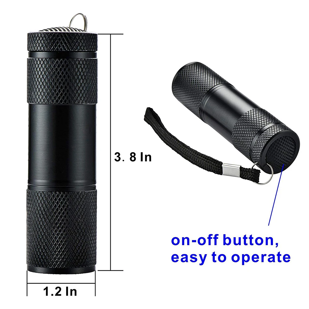 100pcs Low Price 9LED UV 395nm Portable Black Flashlight Mini Keychain Torch 3xAAA Powered 9 LEDs Key-chain Lamp | Освещение