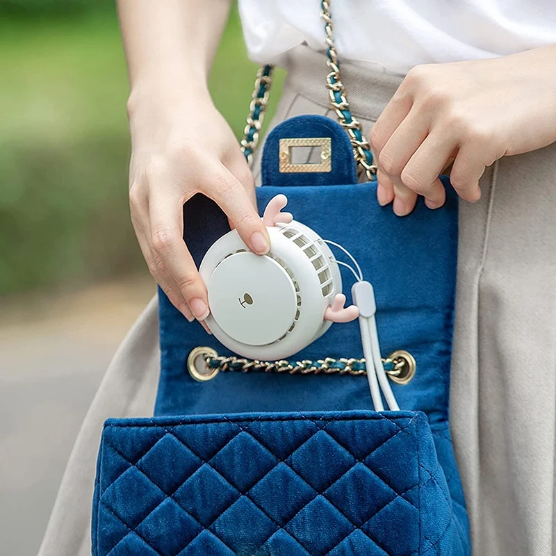 Миниатюрный персональный Ручной Веер с мультяшным оленем без лопастей