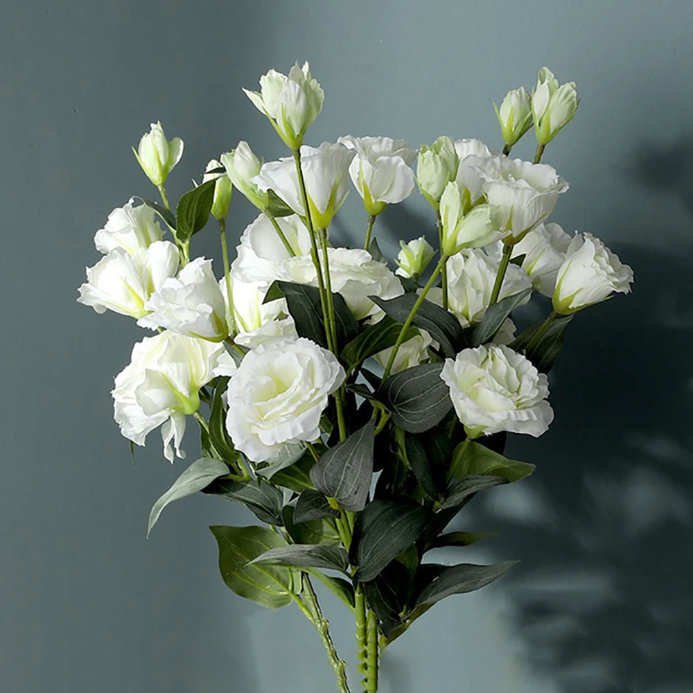 

4-Head Lisianthus Flower Artificial Flower Home Living Room Placed Flowers Decorative White Wedding Artificial Flow