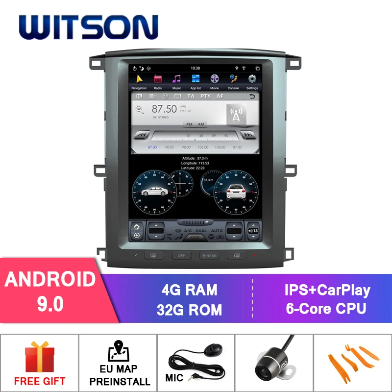 

Вертикальный стерео экран WITSON в стиле TESLA для TOYOTA LAND CRUISER 100, 2003-2007, 4 ГБ, 32 ГБ, GPS-навигация, OBD + TPMS, опционально