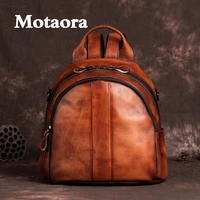 motaora girl retro bag womens leather vogue backpack vintage trend shoulder bag ladies phone bags solid high capacity schoolbag