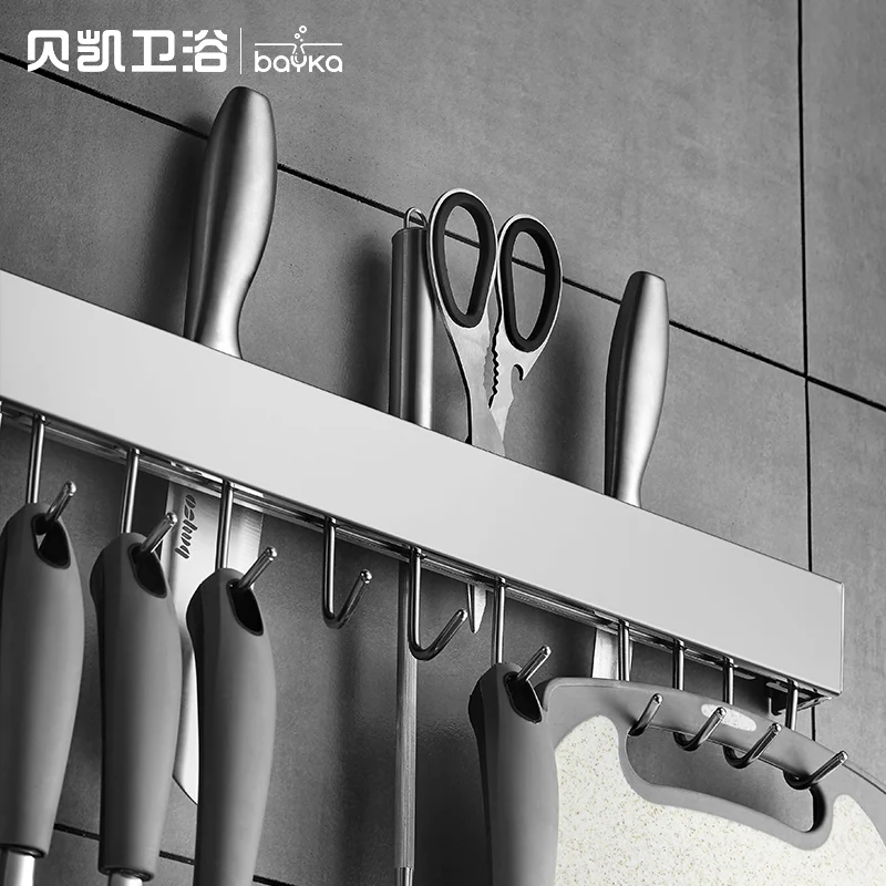 

Kitchen Shelf 304 Stainless Steel Knife Holder Kitchen Utensils Storage Shelf 2 Installation method Kitchen Knives & Accessories