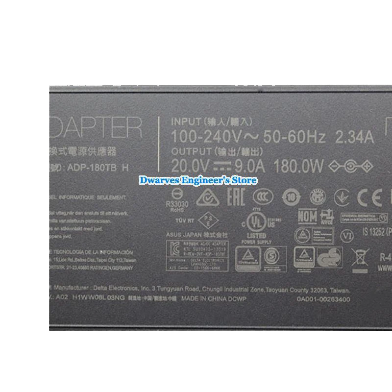 Genuine ADP-180TB H 20V 9A 180W AC Adapter Power Supply For ASUS ROG 14 G14 GA401I Tuf Gaming A17 GA5021 GA502D Laptop Charger