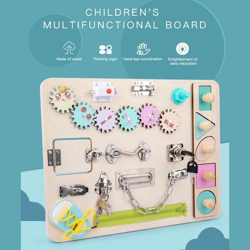 

Busy Board Unlock Toy Essential Educational Sensory Board for Toddlers Busy Board Intelligence Development