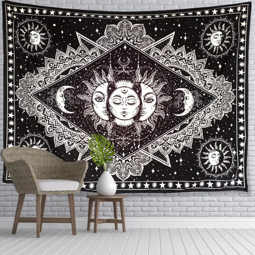 

Black Astrology Trippy Tapestry Wall Hanging Celestial Sun And Moon Witchcraft Tapiz Hippie Home Room Decor Gobelin Wall Carpets