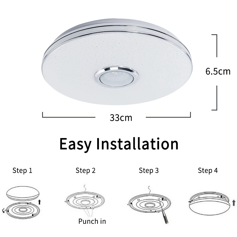 $30.46 SONMEEN Modern LED Ceiling Lamp WiFi Home Remote APP Control Bluetooth Music Bedroom Smart Light Interior RGB Wall Chandelier