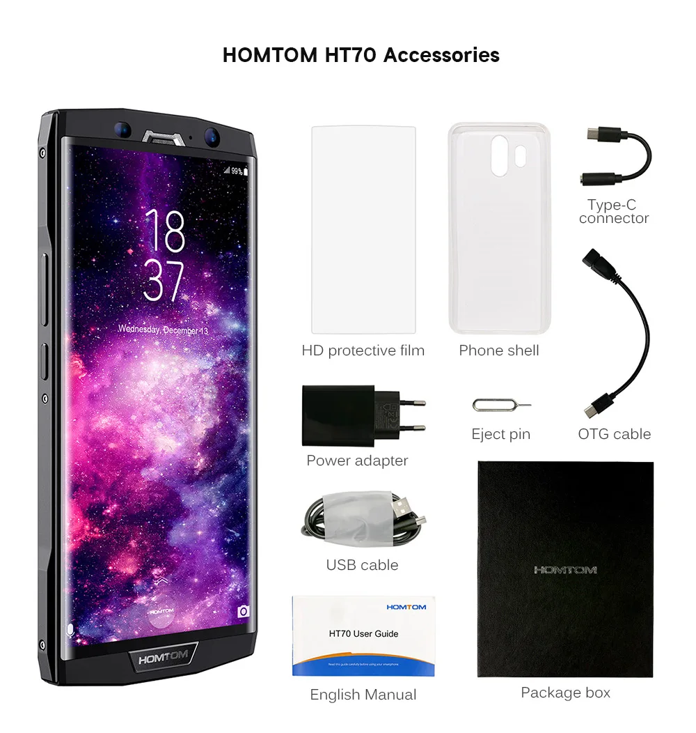 HOMTOM HT70 4G смартфон 6 0 дюймов Android 7 MTK6750T Восьмиядерный 1 5 ГГц 4 Гб ОЗУ 64 ПЗУ двойная