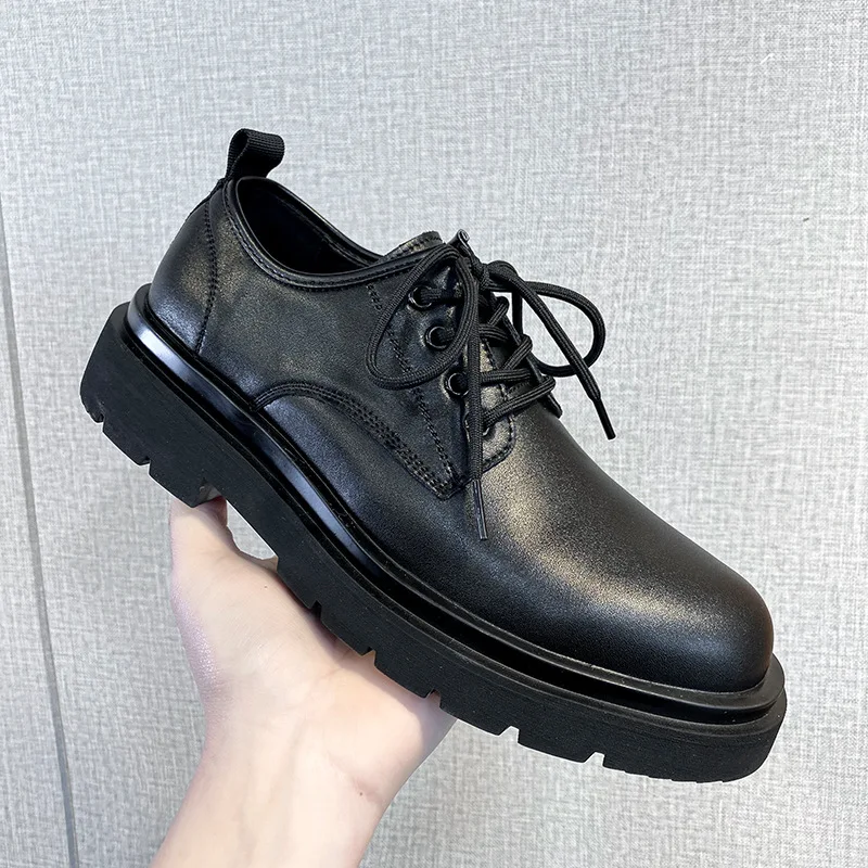 

mens casual business office formal dress black platform shoes gentlemen original leather shoe breathable footwear zapatos hombre