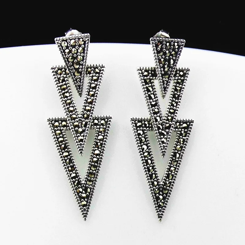 Женские серьги подвески из серебра 925 пробы с марказитом|Серьги-подвески| |