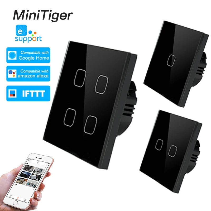 Умный дом Minitiger 4 клавиши 1 канал беспроводной Wi Fi европейский стандарт сенсорный