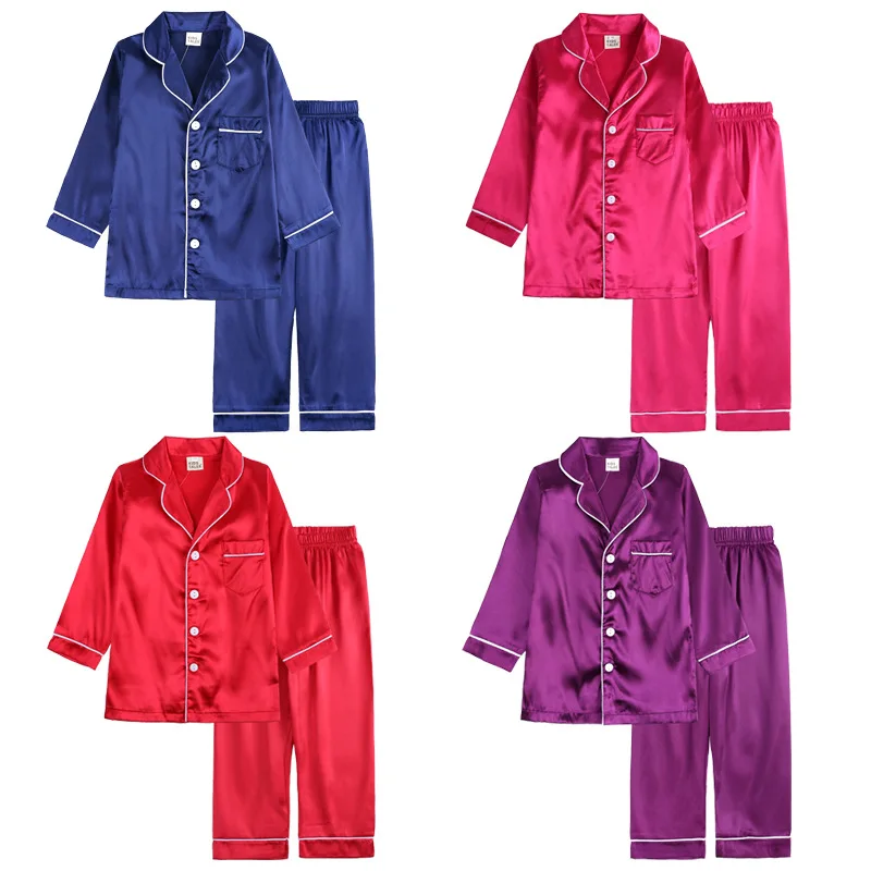 

Spring Summer Pajama Suit Girls Clothing Sets Boys Pajama Sets Baby Air Conditioner Sleepwear Solid Colors Teenager Kids Clothes