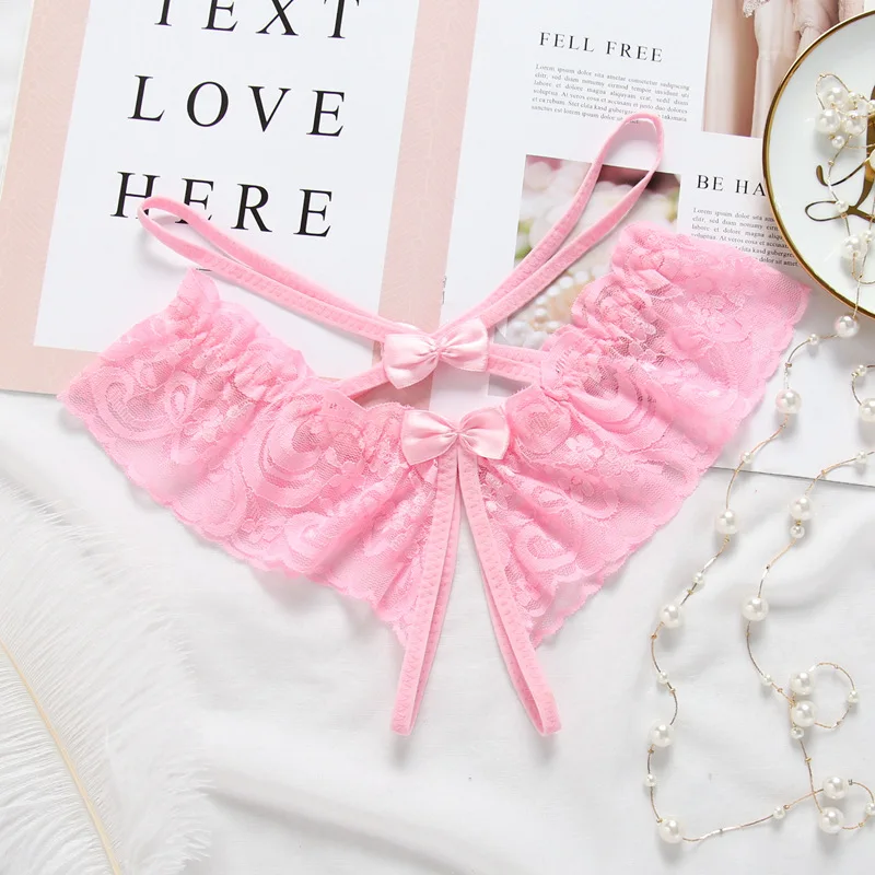 Кружевное ночное белье трусики с бантом стринги нижнее сексуальное эротические