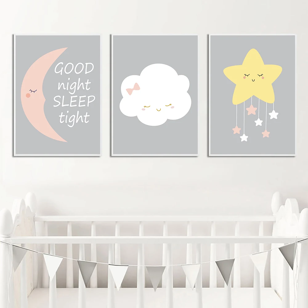 Moon Cloud Star живопись на холсте мультфильмы детская искусственная печать в