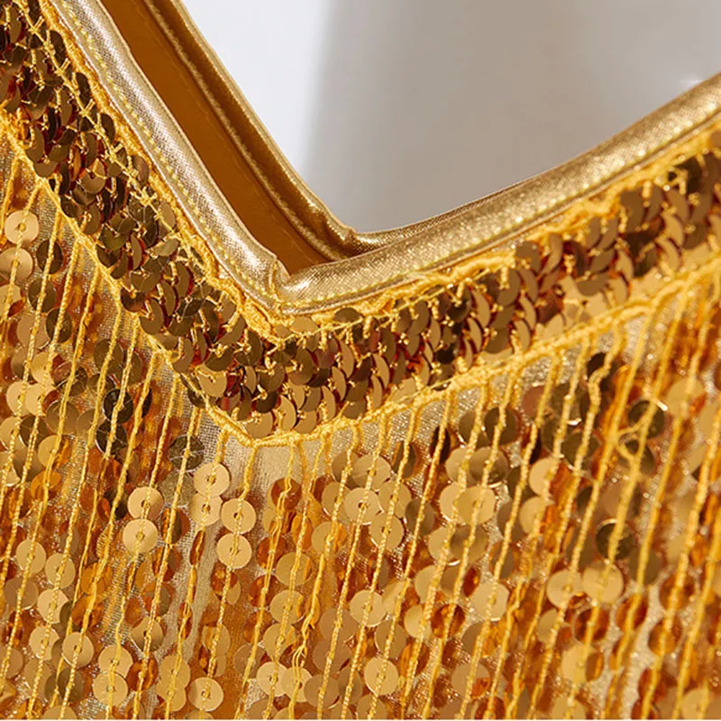 Блестящее платье с кисточками и бахромой женское сексуальное мини облегающее