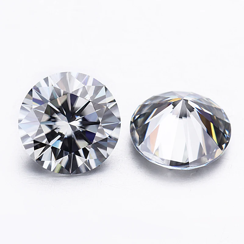 Красивый серый Муассанит Starsgem 2 карата Круглый бриллиантовый вырез 8 мм свободный