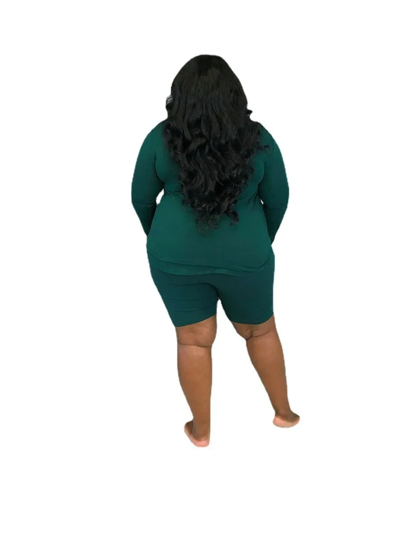 

Comfortable Women Home Wear Tracsuits Outfits Plus Size High Waist Skinny Shorts + O-Neck Loose T-shirts Casual Two Piece Sets