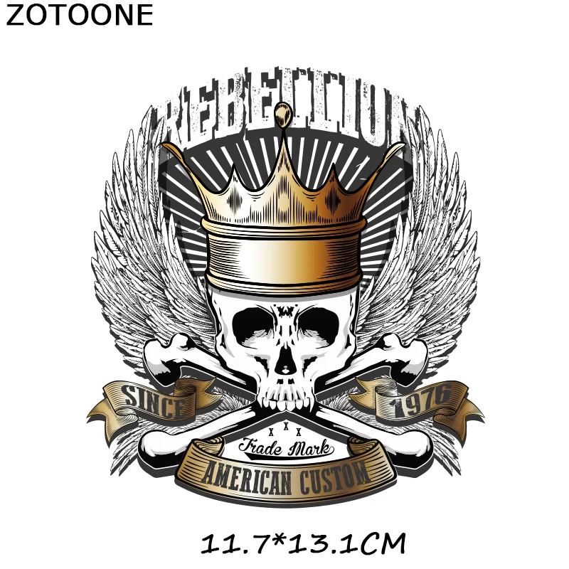 ZT1260 ZOTOONE мотоциклетные автомобильные патчи Панк Череп Наклейки железные OnTransfers для одежды футболки Diy аксессуары аппликации теплопередача G - Цвет: ZT1260