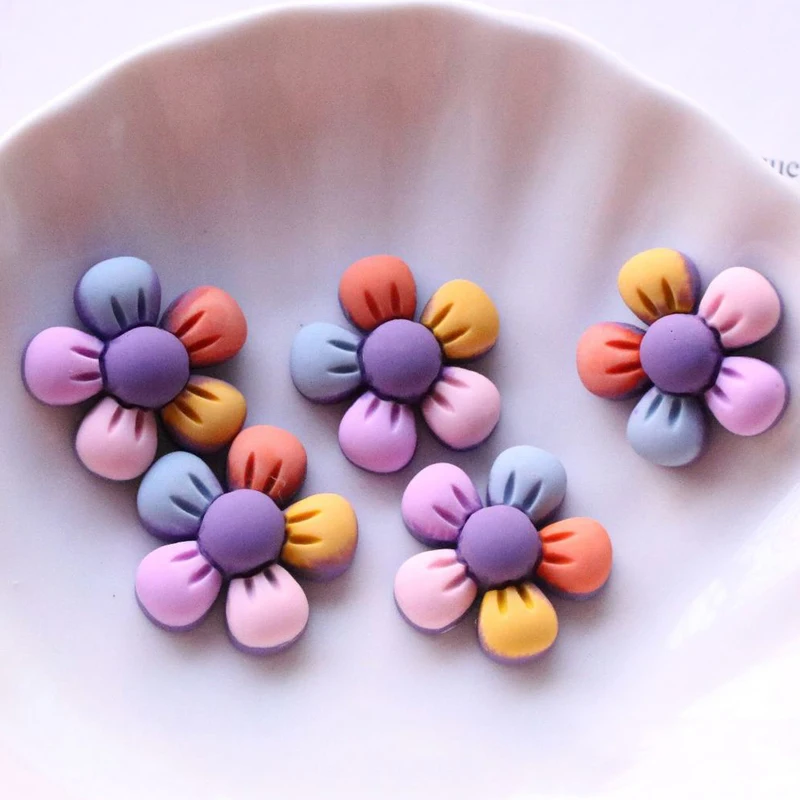 30 шт./лот Матовый Цветок с пятью лепестками полимерное украшение для волос сделай