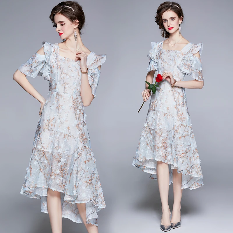 

Платье женское летнее, с цветочным принтом, с коротким рукавом