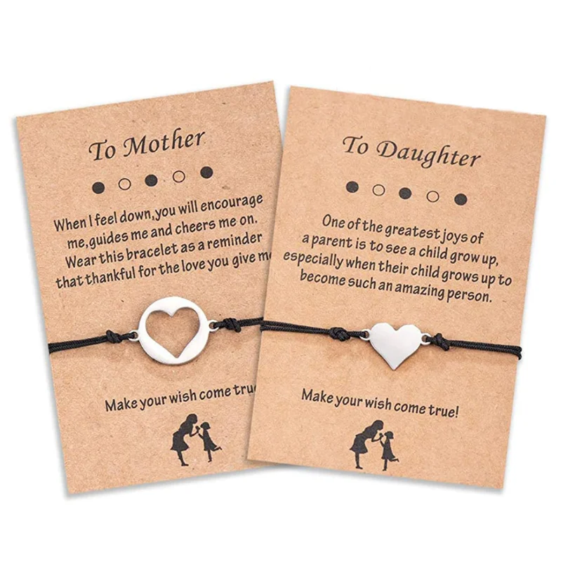 

2pcs set Wish Bracelet pinky promise Love Card to Mother and Daughter Bracelet Best Friend Gift BFF Gifts Soul Family Gifts INS