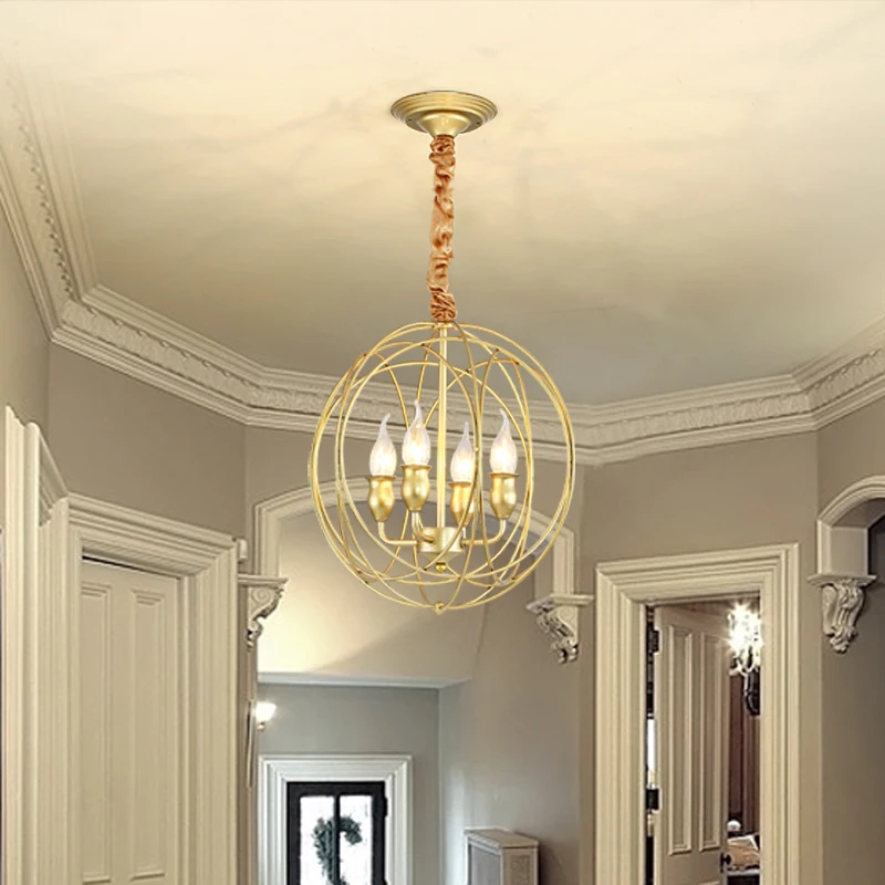 Роскошные светодиодные люстры Золотой винтажный светильник для кухни гостиной
