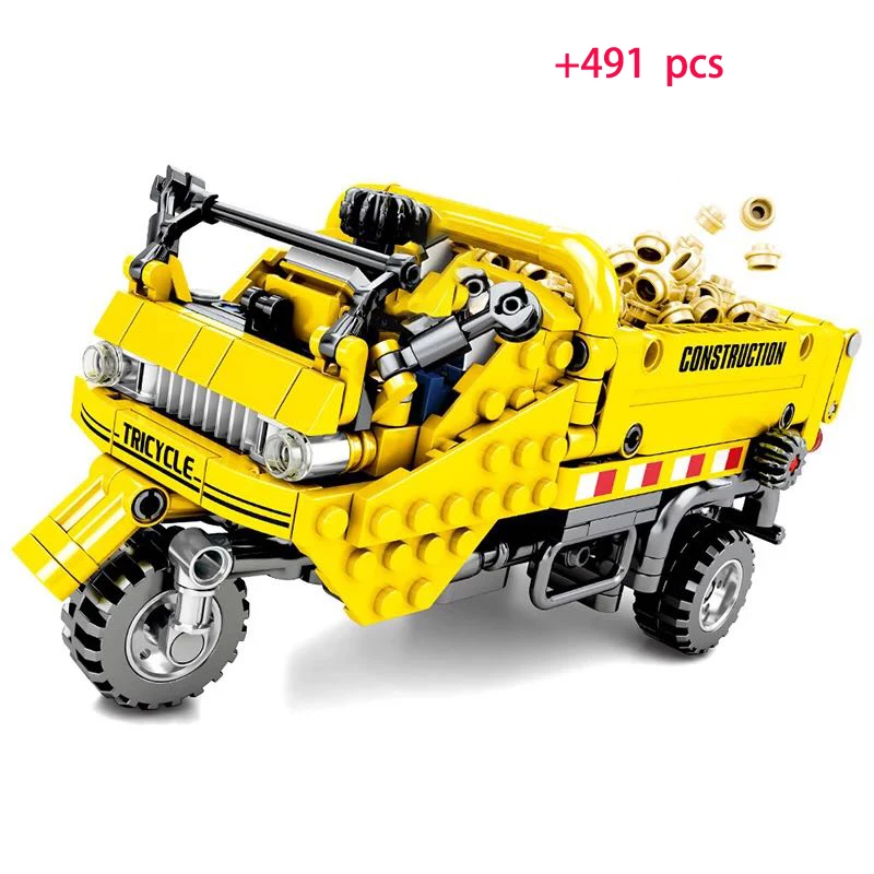 

Building Series Tricycle Mechanical Mobile Crane Creative Expert Building Block Set City Engineering Children DIY Toy Gift