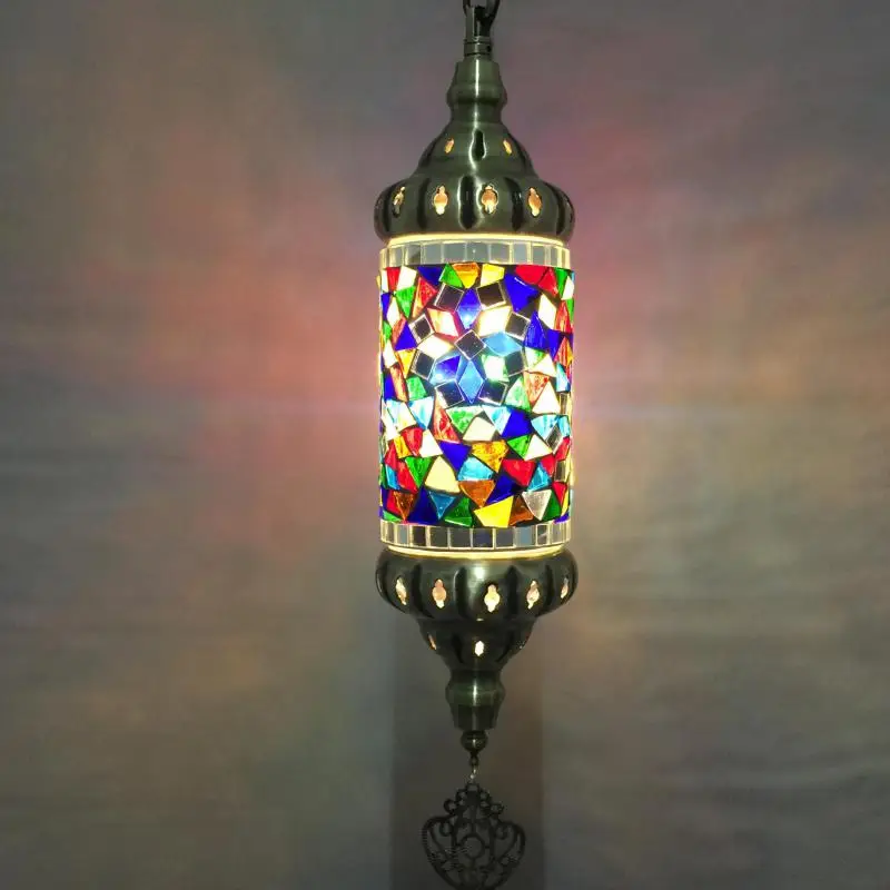 New Mosaic Pendant Lamp Vintage Art Deco Handcrafted  Pendant Light Lamparas De Mesa Mosaic Glass Romantic Dining Light