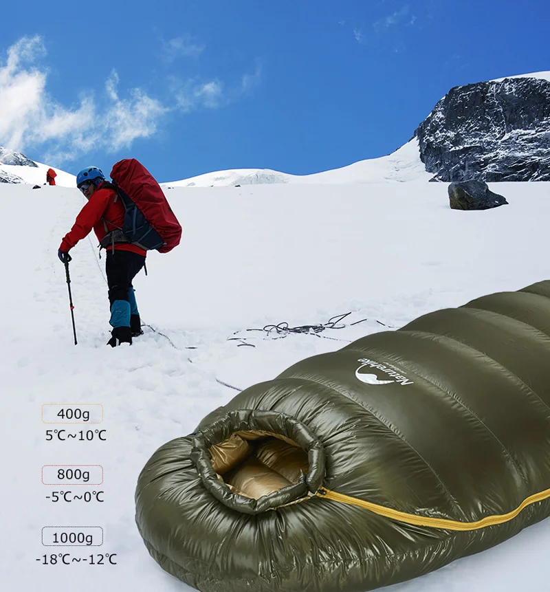 Naturehike Кемпинг утка вниз спальный мешок зима 18 ℃ согревает 1 53 кг Мумия