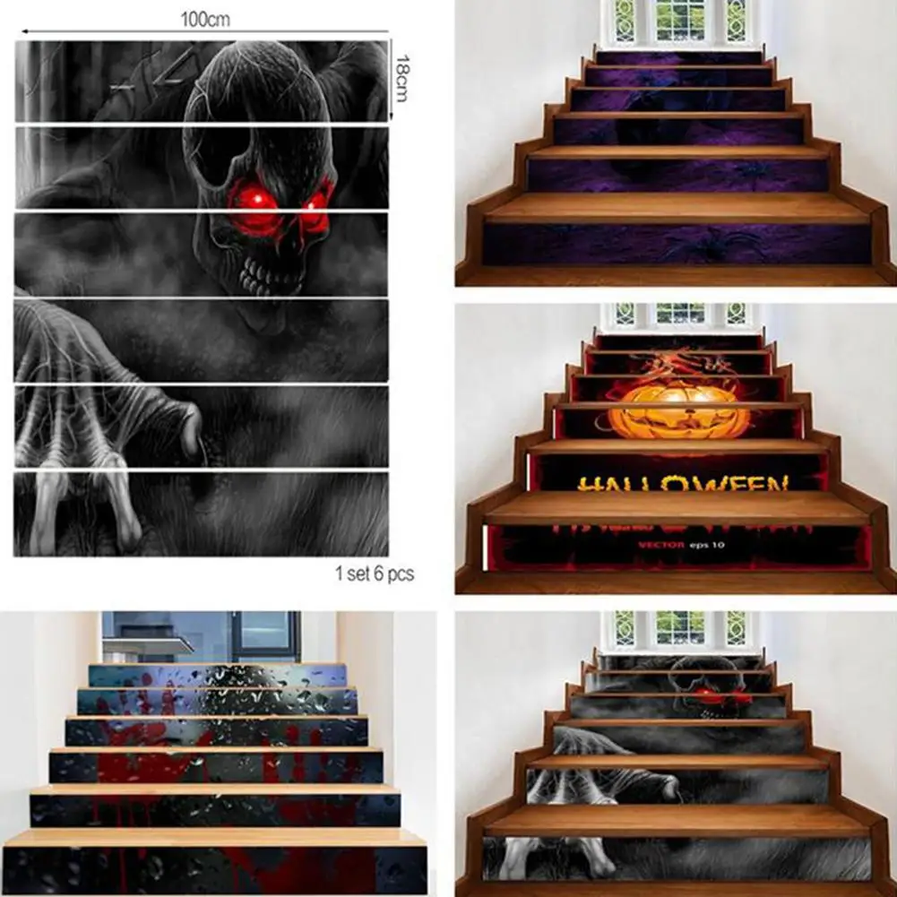 6 шт./компл. DIY ужас съемные водонепроницаемые наклейки украшения для Хэллоуина