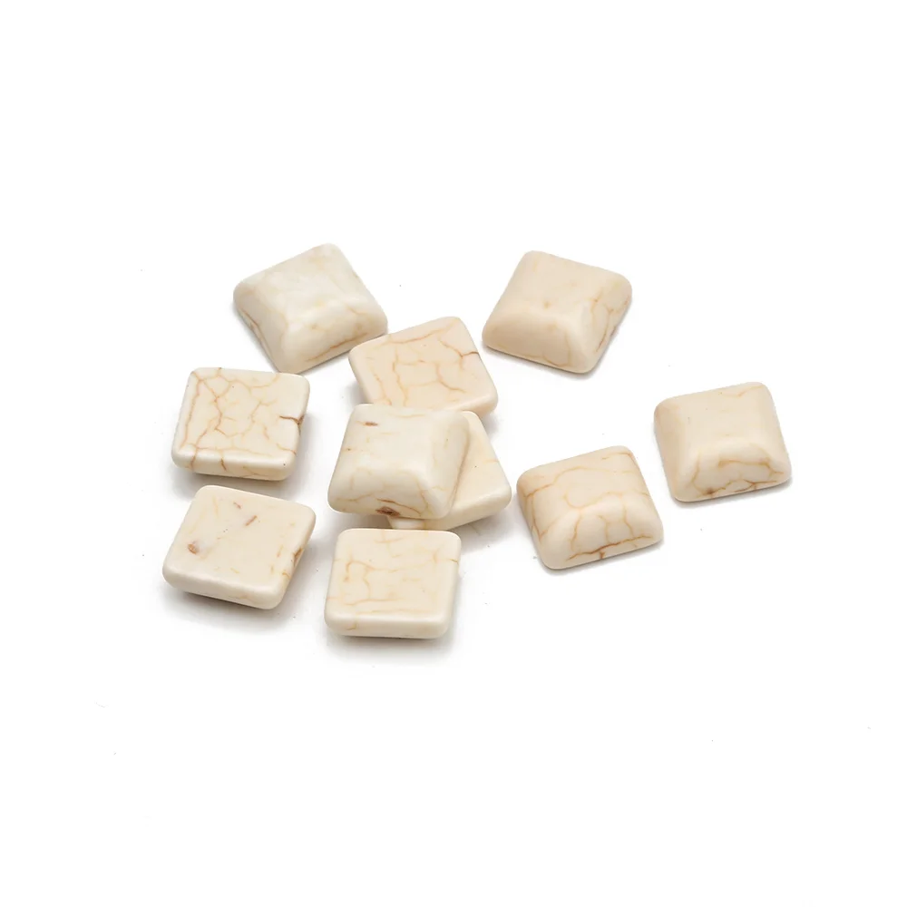 Бусины MEIBEADS 10 шт./лот в форме квадрата белые бусины Howlite с плоским основанием из