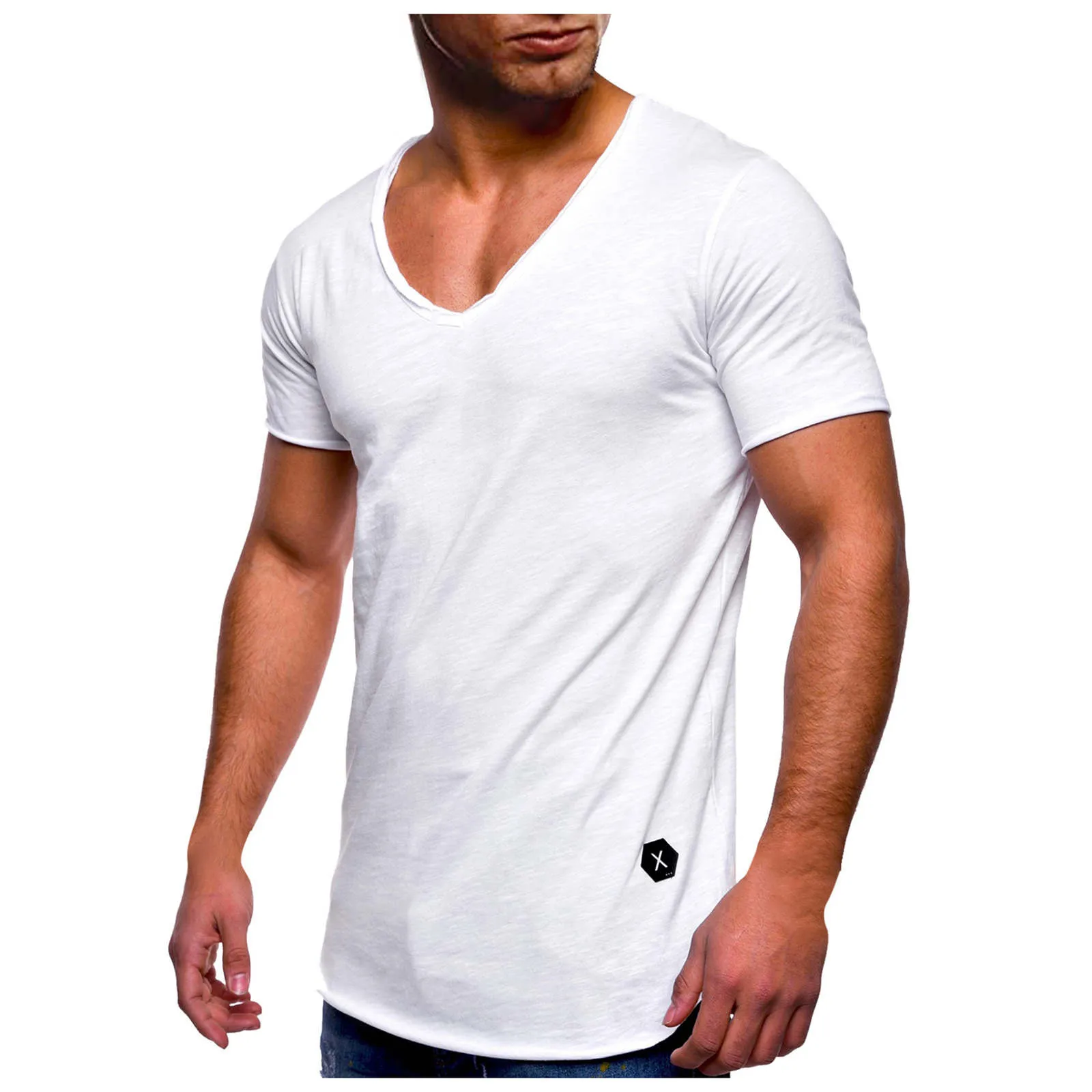 

Solid Summer Tee Men T Shirt Slim Fit T-shirt V Neck Short Sleeve Soft Thin Top Male Tee Casual Summer Tshirt Camisetas Hombre