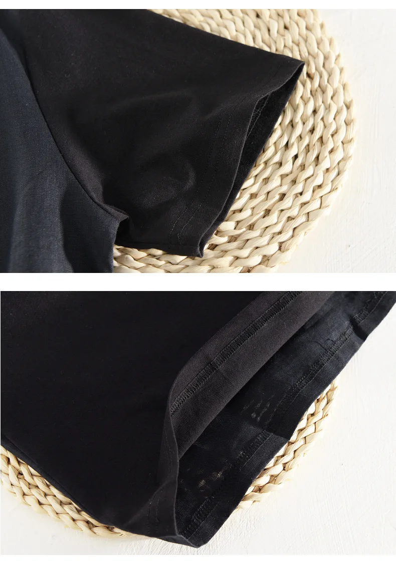 

short Men's o-neck sleeve t-shirt with dag pattern white black linen cotton summer casual t-shirts men stylish tees for male