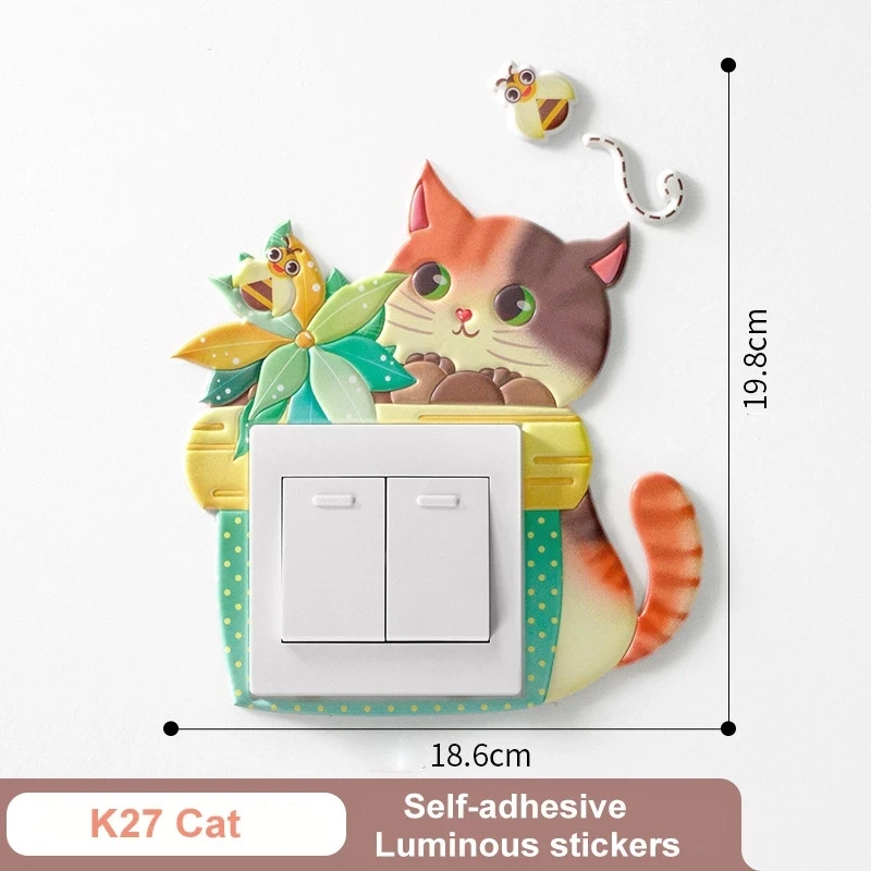 

Kids Room Bedroom Decor Cartoon PU Wall Stickers Wall Home Decoration Luminous Switch Protective Cover Waterproof