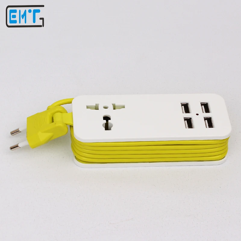 Универсальная Мини Портативный удлинитель европейская вилка с 4 USB порт QC2.2