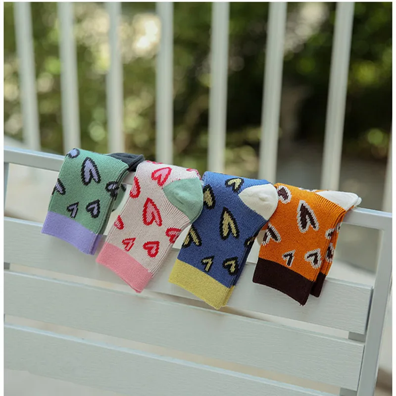 Calcetines tobilleros para ni&ntilde;os y ni&ntilde;as, con estampado de corazones, accesorios de ropa, Invierno-3