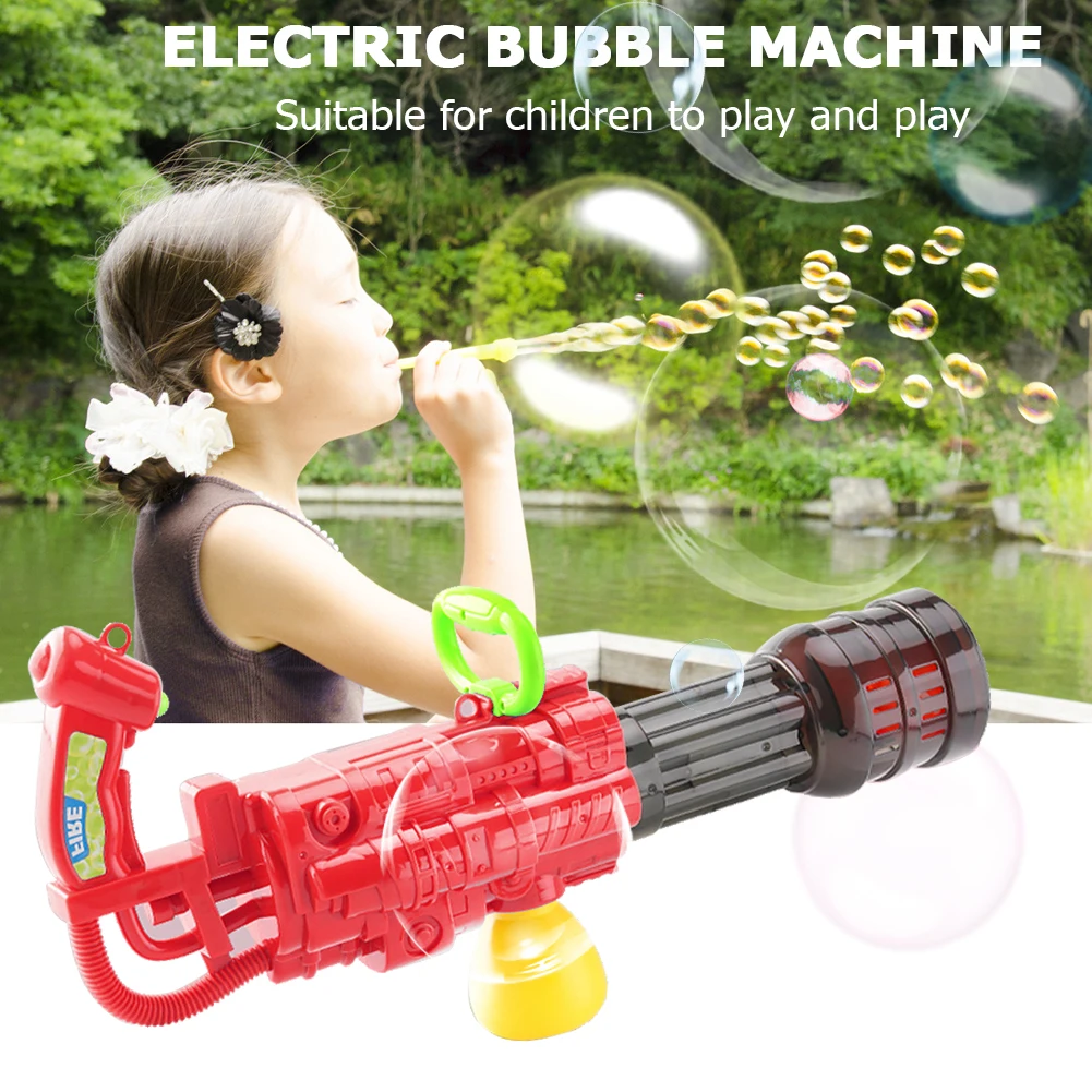 

Electric Bubble Machine Bubble Maker Automatic Gatling Gun Shape Continuous Stream Bubble Bath Indoor Outdoor Toy for Kids