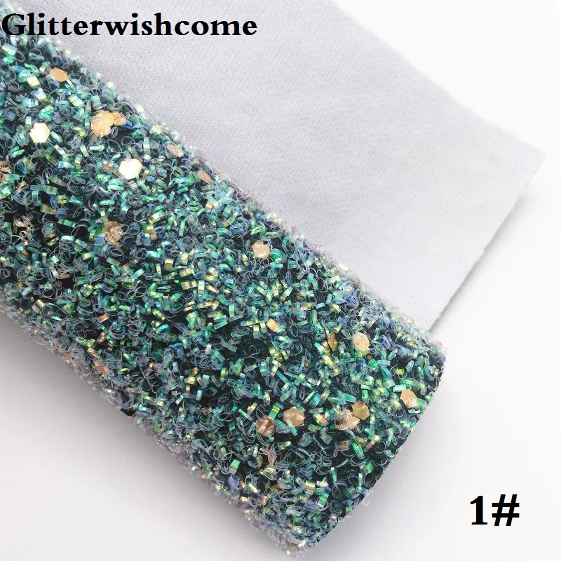 Искусственная кожа Glitterwishcome 21 х29 см Размер A4 крупная блестящая искусственная