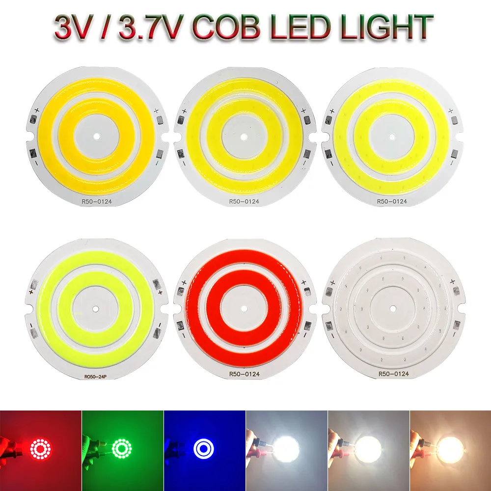 

3V 4V Round COB LED Light 50mm Diameter Double Ring Cold White LED Lamp 3.7V 5W 7W COB Chip Bulb for DIY Work House Decor Lights