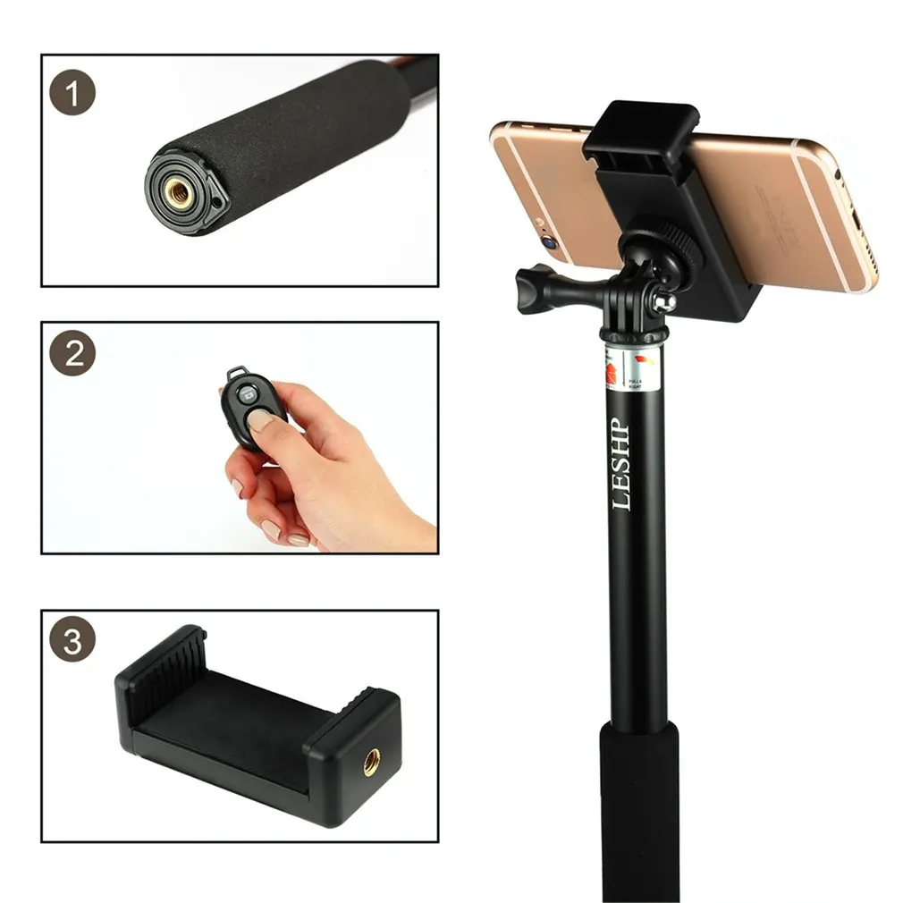 

Wireless Selfie Stick+ Bluetooth Button Selfie Stick Phone Holder For Gopro Android IOS Monopod Pole Stick