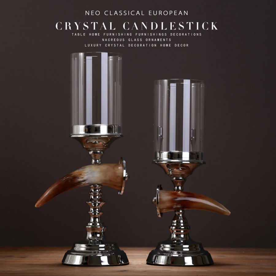 Хрустальный подсвечник свадебный стеклянный маленький скандинавский Декор для